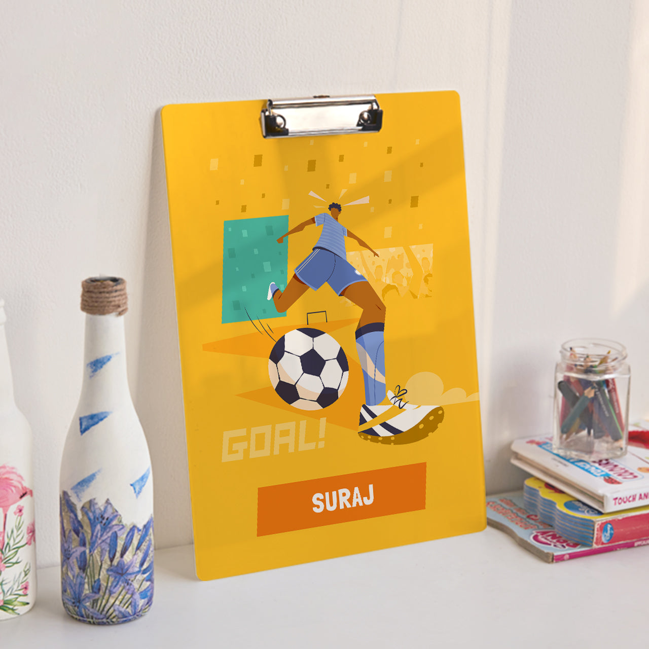 Personalised Clipboard - Football Goals, Boy