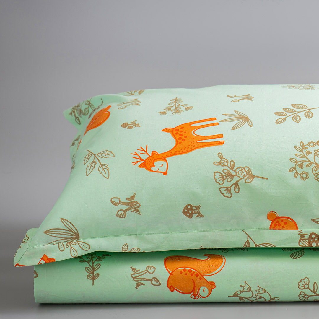 Gudgoodie Kids Flat Bedsheet Set  - 100% Cotton Percale - Single/Double -  Enchanted Forest