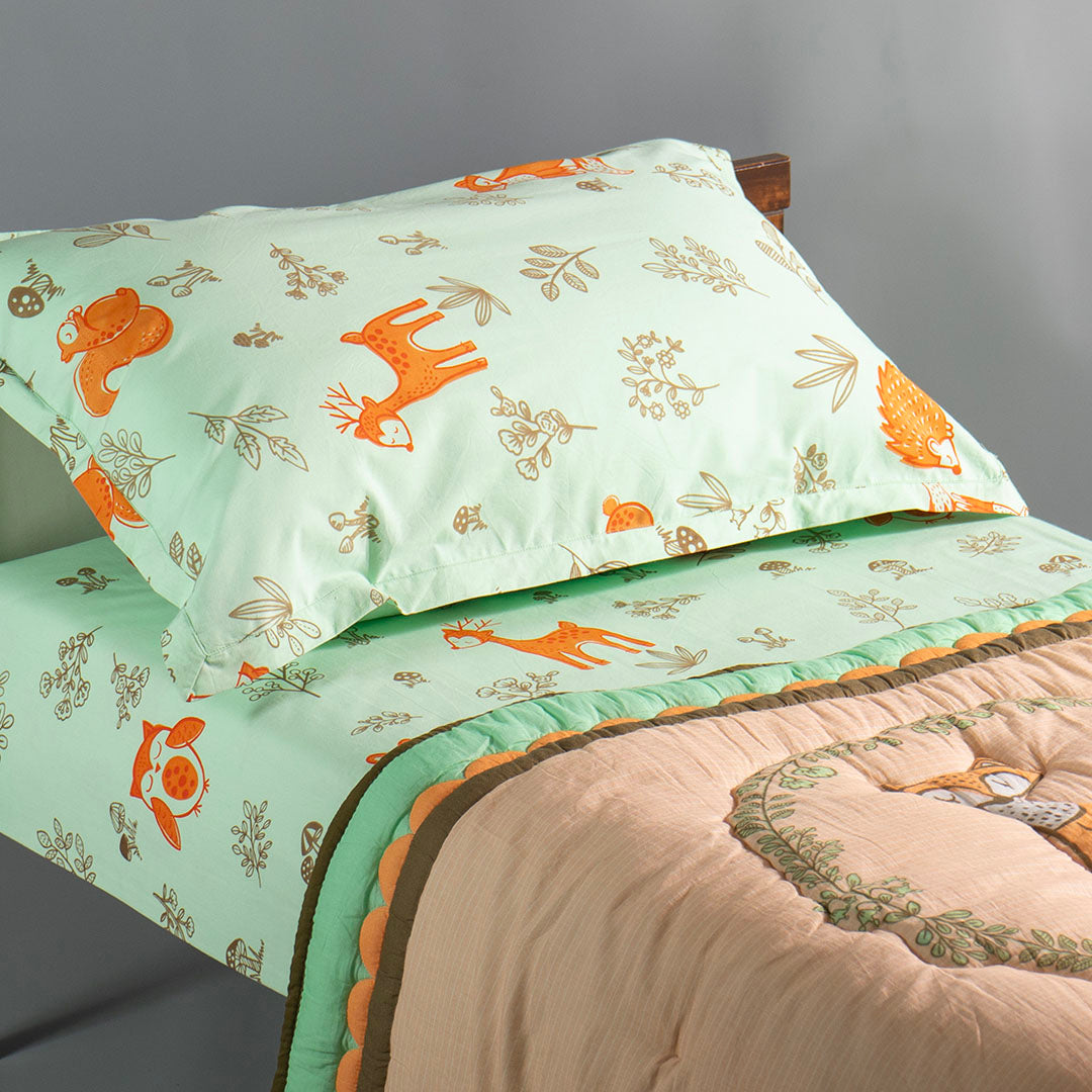 Gudgoodie Flat Crib Bedsheet - 100% Cotton Percale - Enchanted Forest