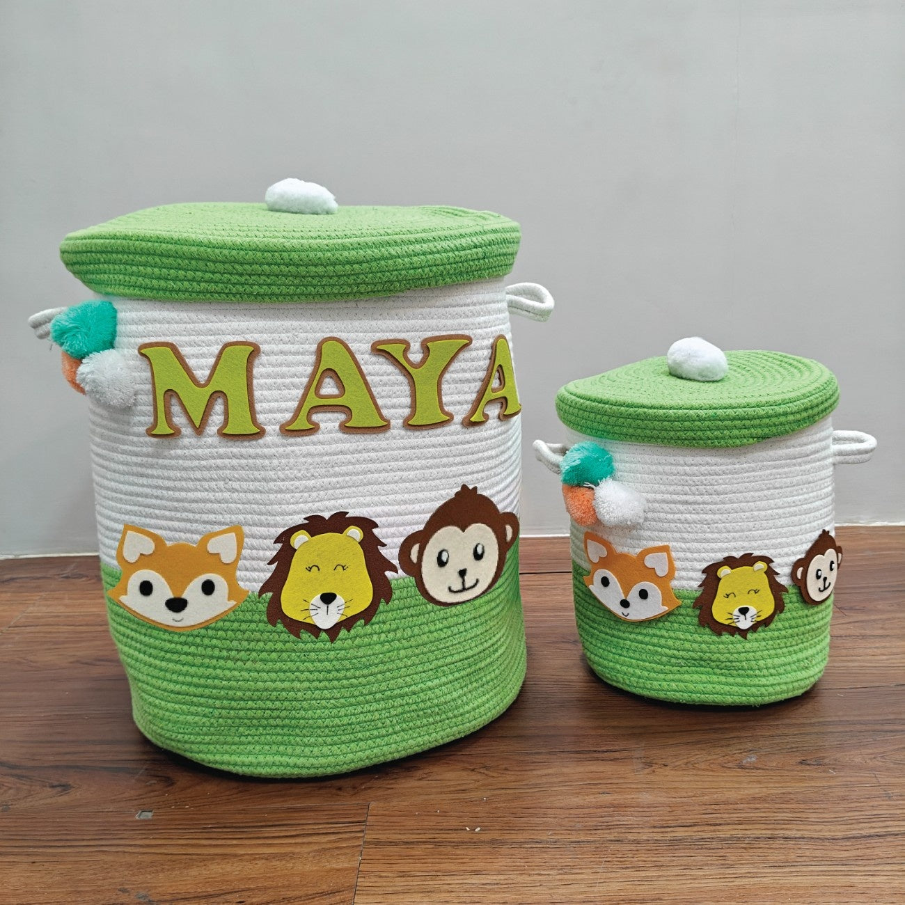 Jute Cotton Storage Basket  with Lid