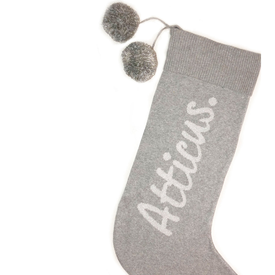 Classic Christmas Stocking - Base: Grey Marl; Letter: Ivory Lurex