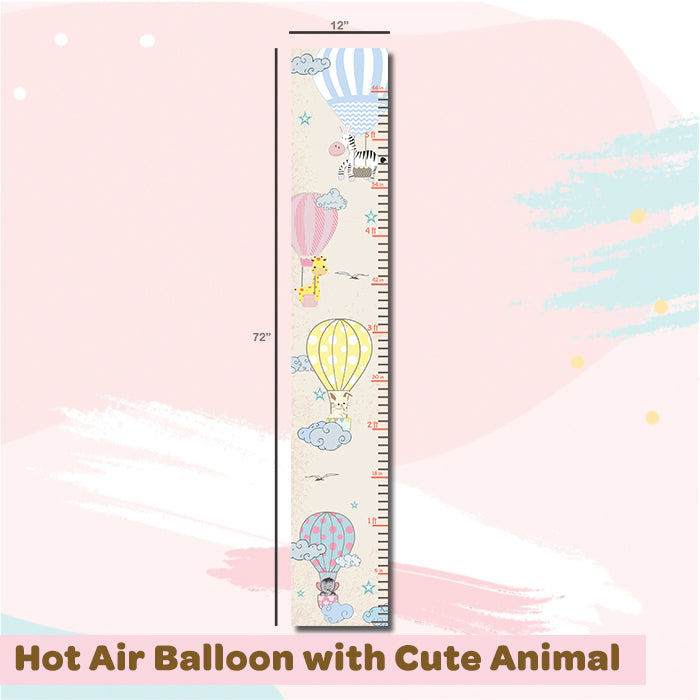 Hot Air Balloon With Cute Animals Height Chart Wall Sticker