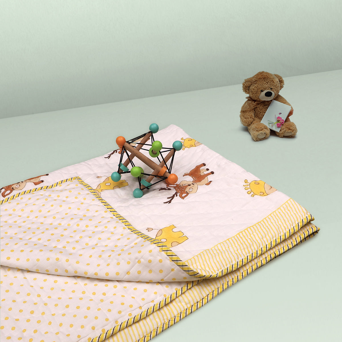 Kicks & Crawl - Friendly Animals Quilted Thick Blanket