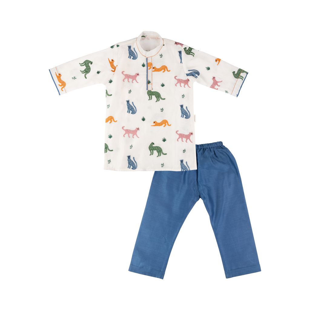 Chanderi Kurta Pyjama Set | Embroidered
