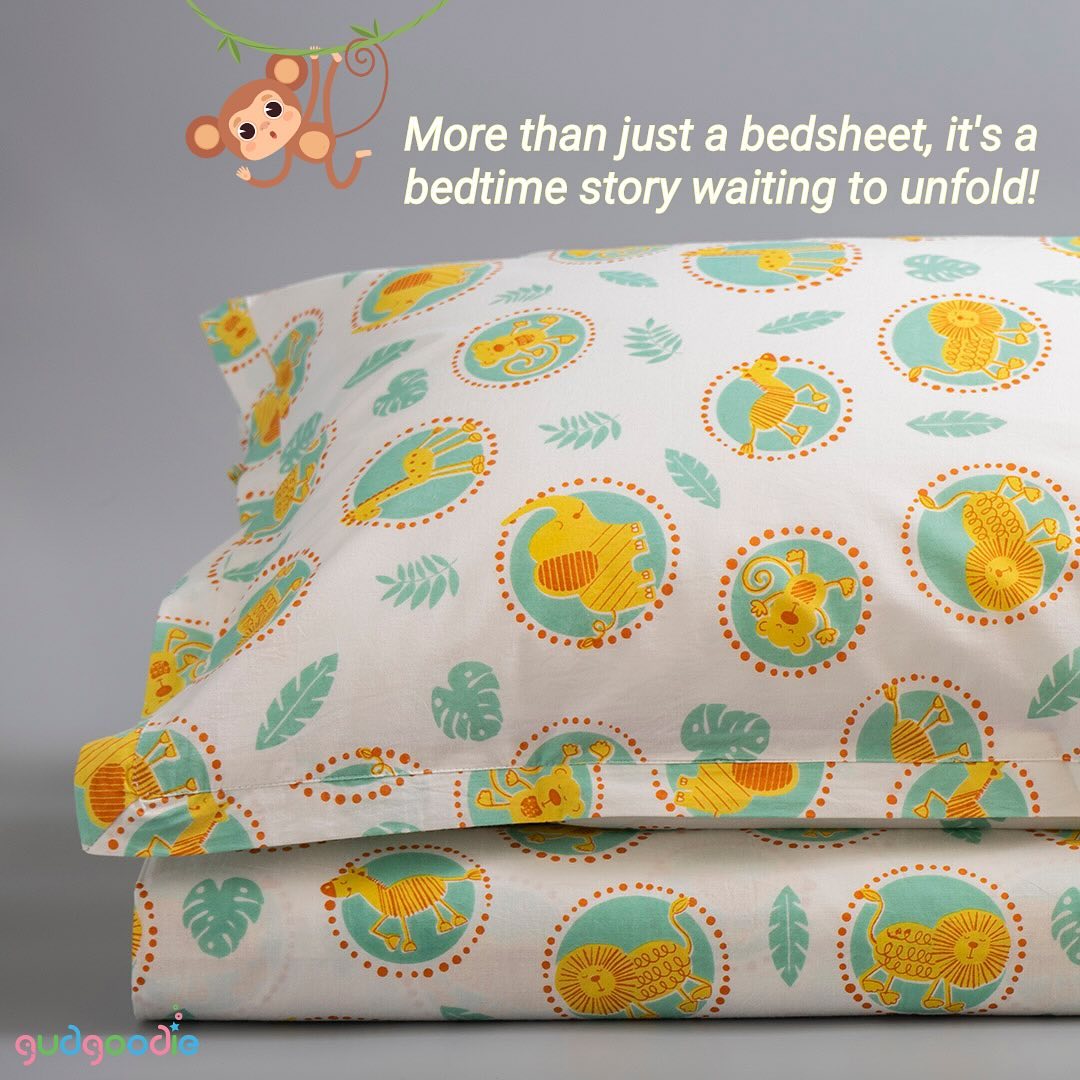 Gudgoodie Kids Flat Bedsheet Set  - 100% Cotton Percale - Queen/Double Bedsheet