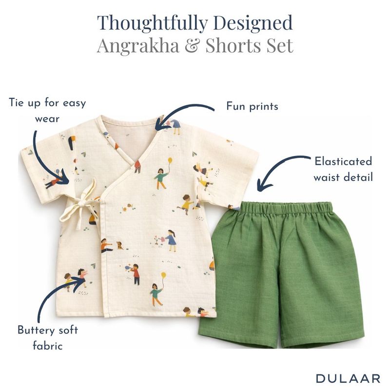 Organic Muslin Angrakha & Shorts Set