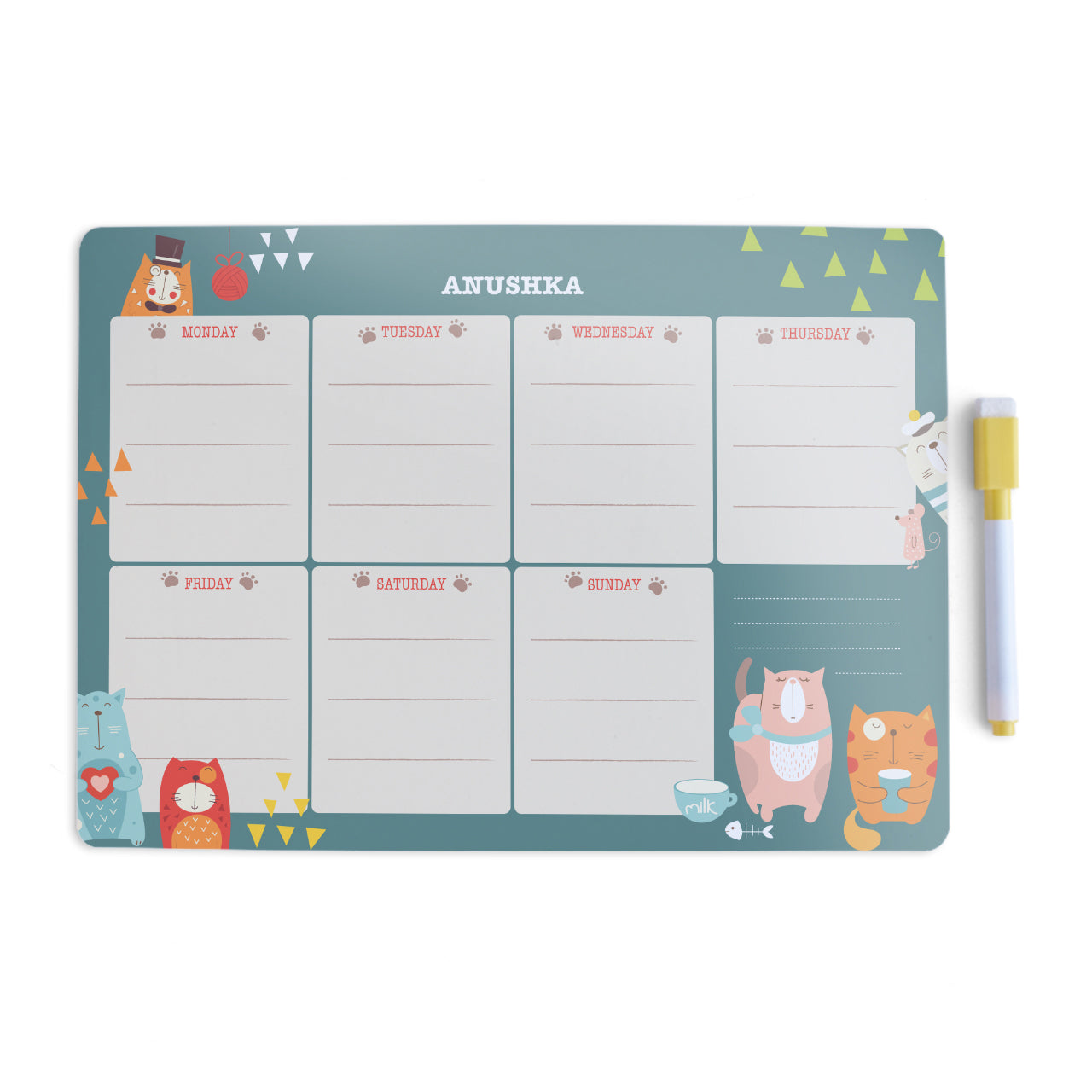 Personalised Meal / Weekly Planner - Kitty Cat