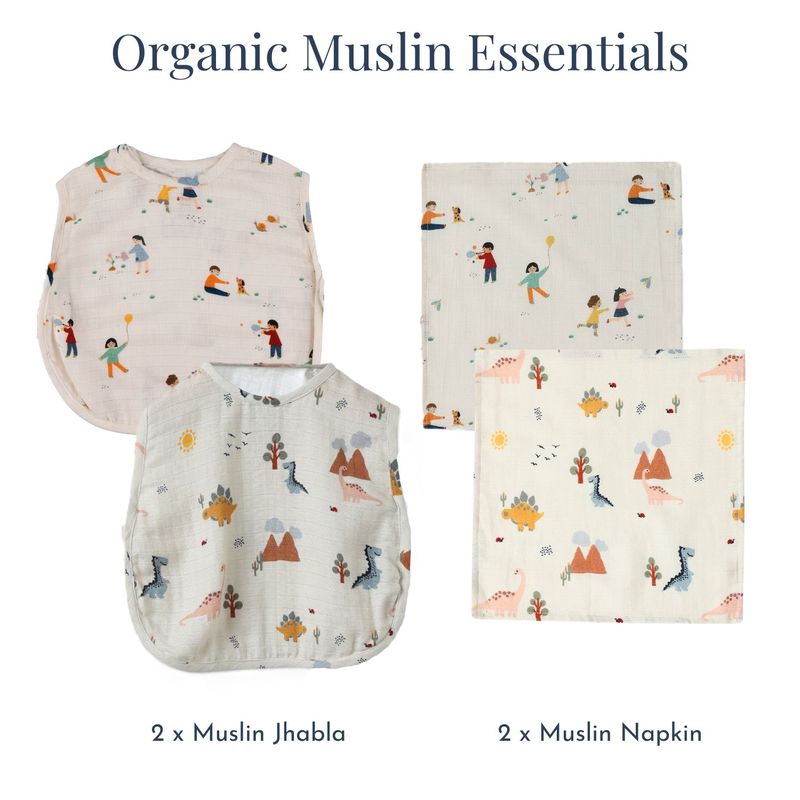 Organic Muslin Essentials (Set of 4) - 2 Jhablas + 2 Face Napkin