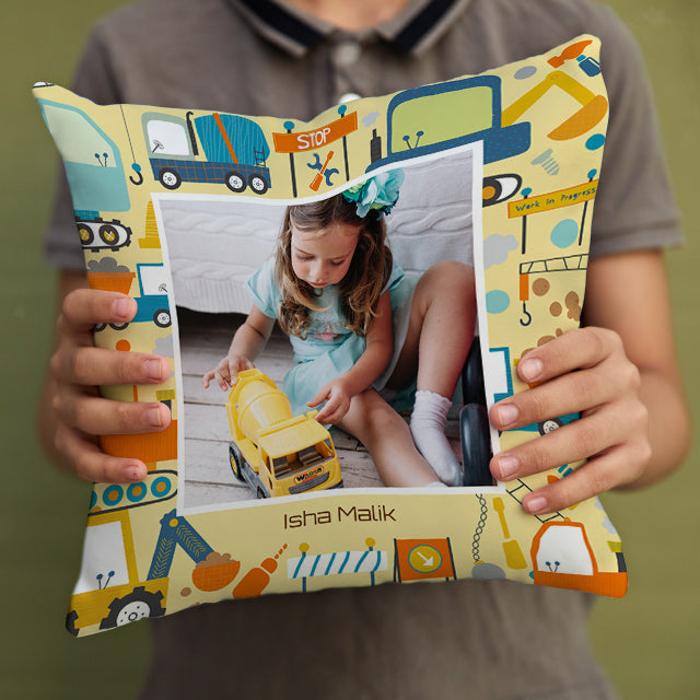 Personalised Photo Cushions - Let's Build, Construction