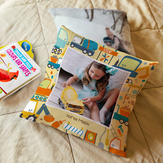 Personalised Photo Cushions - Let's Build, Construction