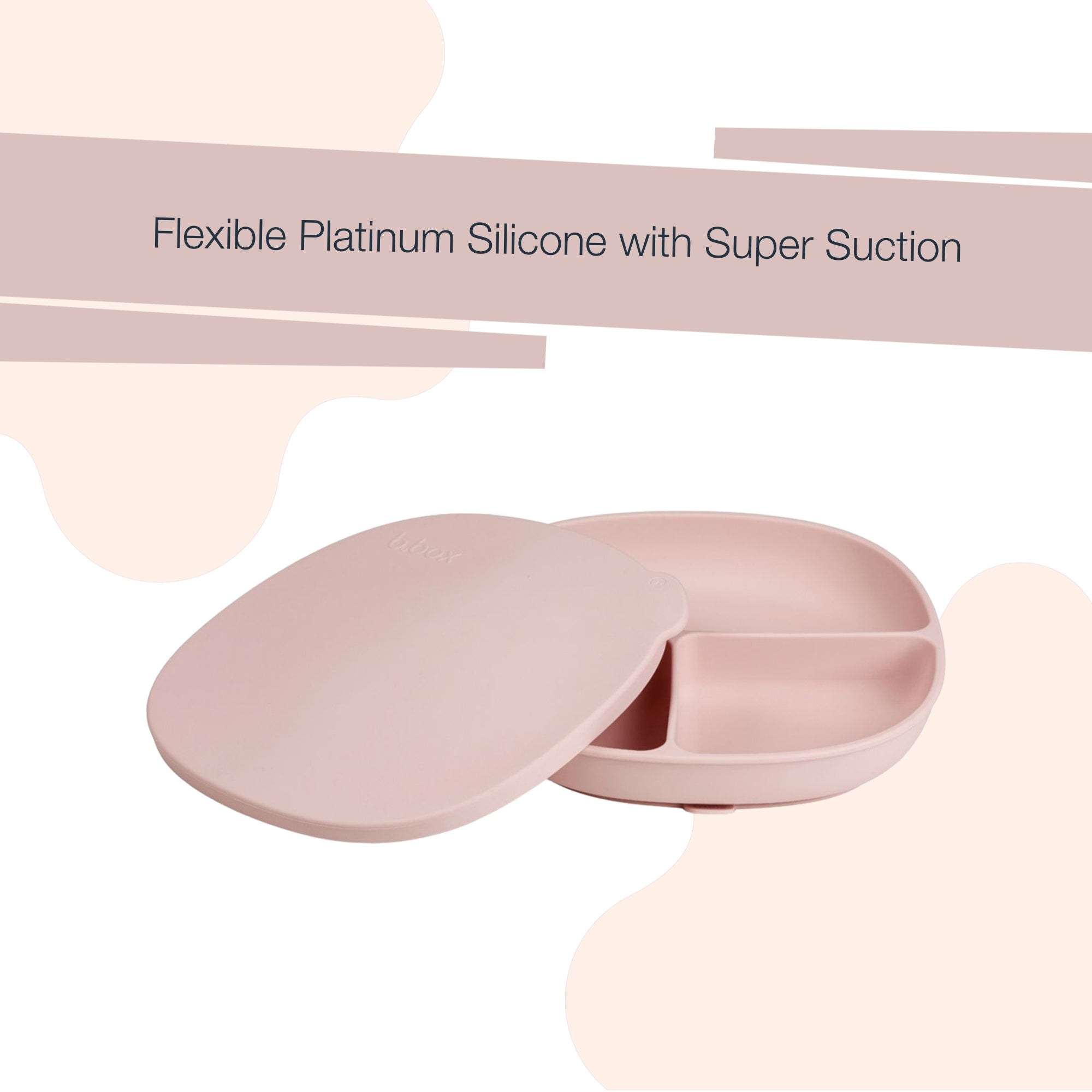 b.box Silicone Plate + Lid with Suction Base Blush Pink