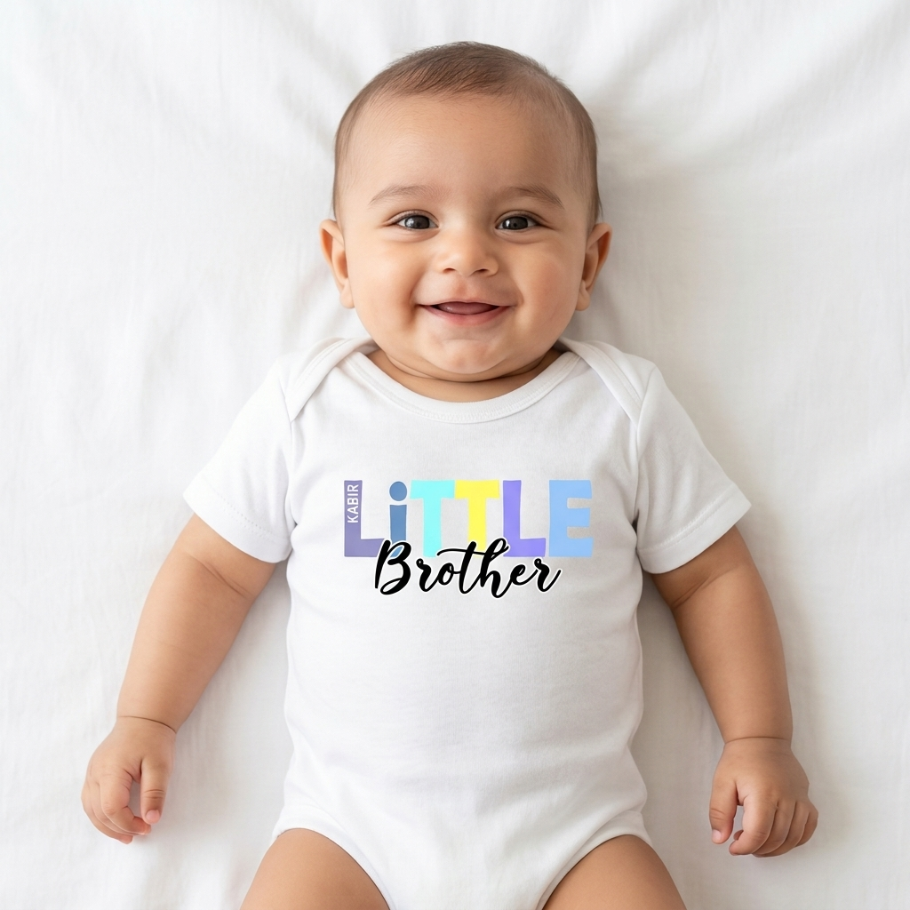 Big & Little Sibling Multicolour Personalised Rakhi Outfit - White