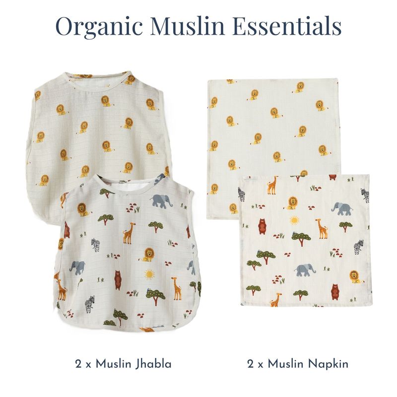 Organic Muslin Essentials (Set of 4) - 2 Jhablas + 2 Face Napkin