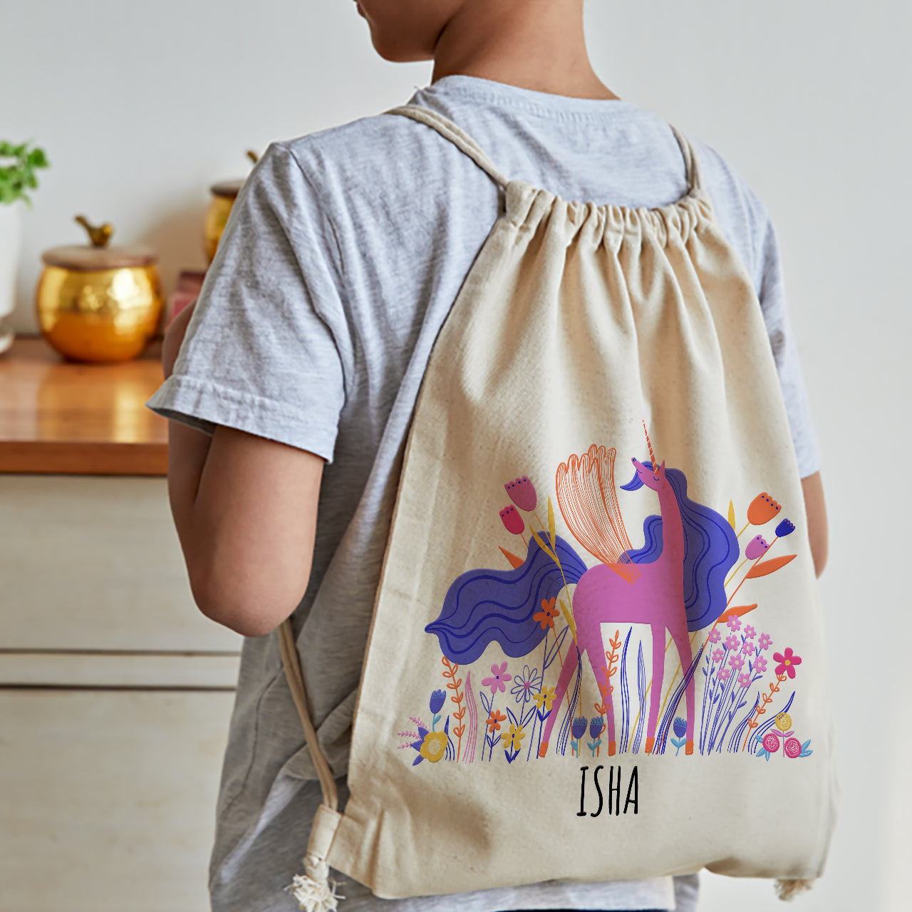 Personalised Drawstring Bag - Magical Unicorn