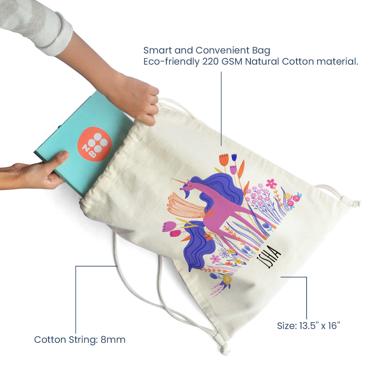 Personalised Drawstring Bag - Magical Unicorn