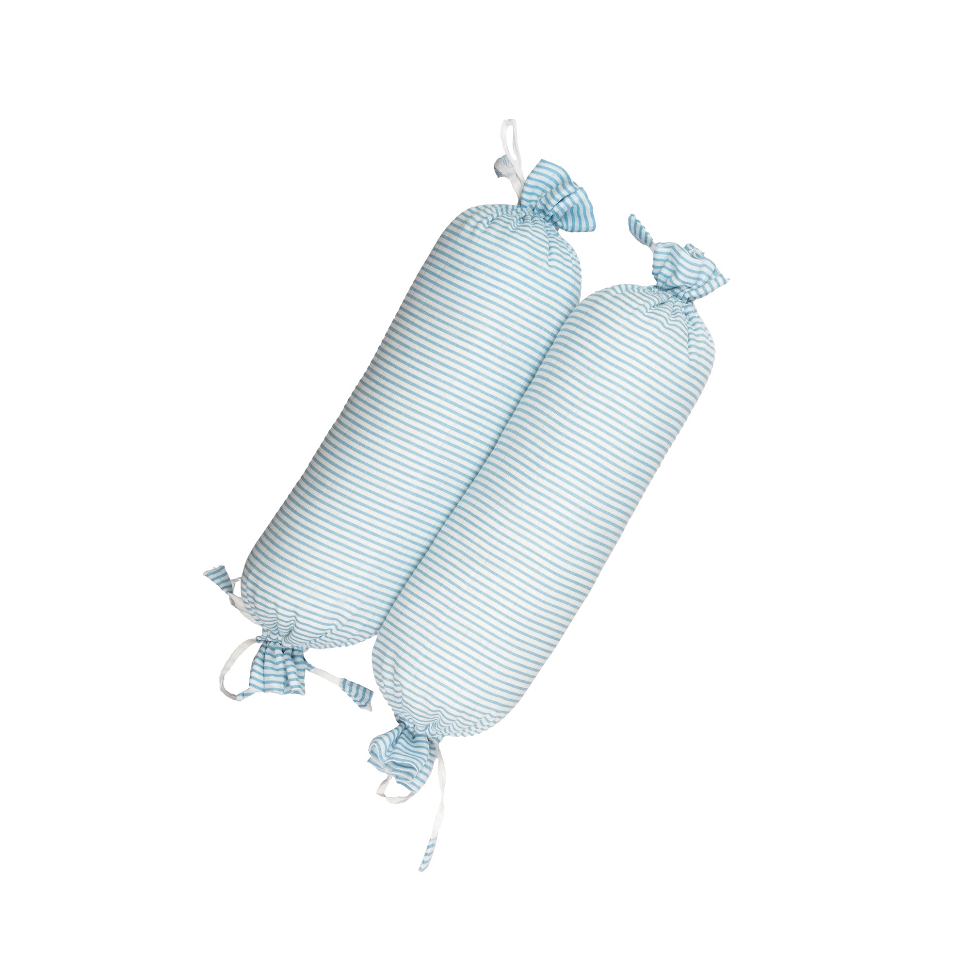 Pair of Boat print baby bolsters in soft organic muslin