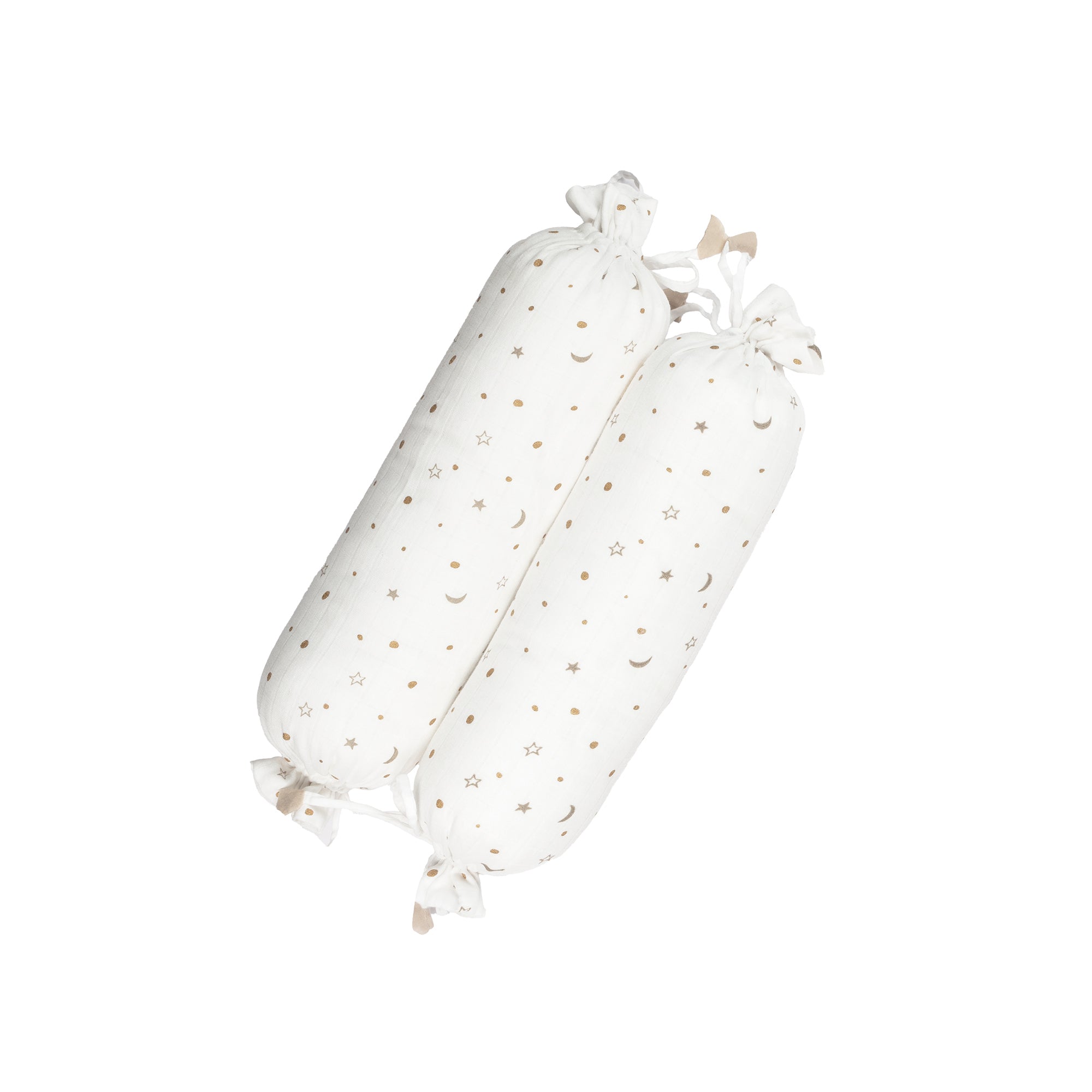 Carnival Pink baby bedding flatlay with pillow, blanket and bolsters
