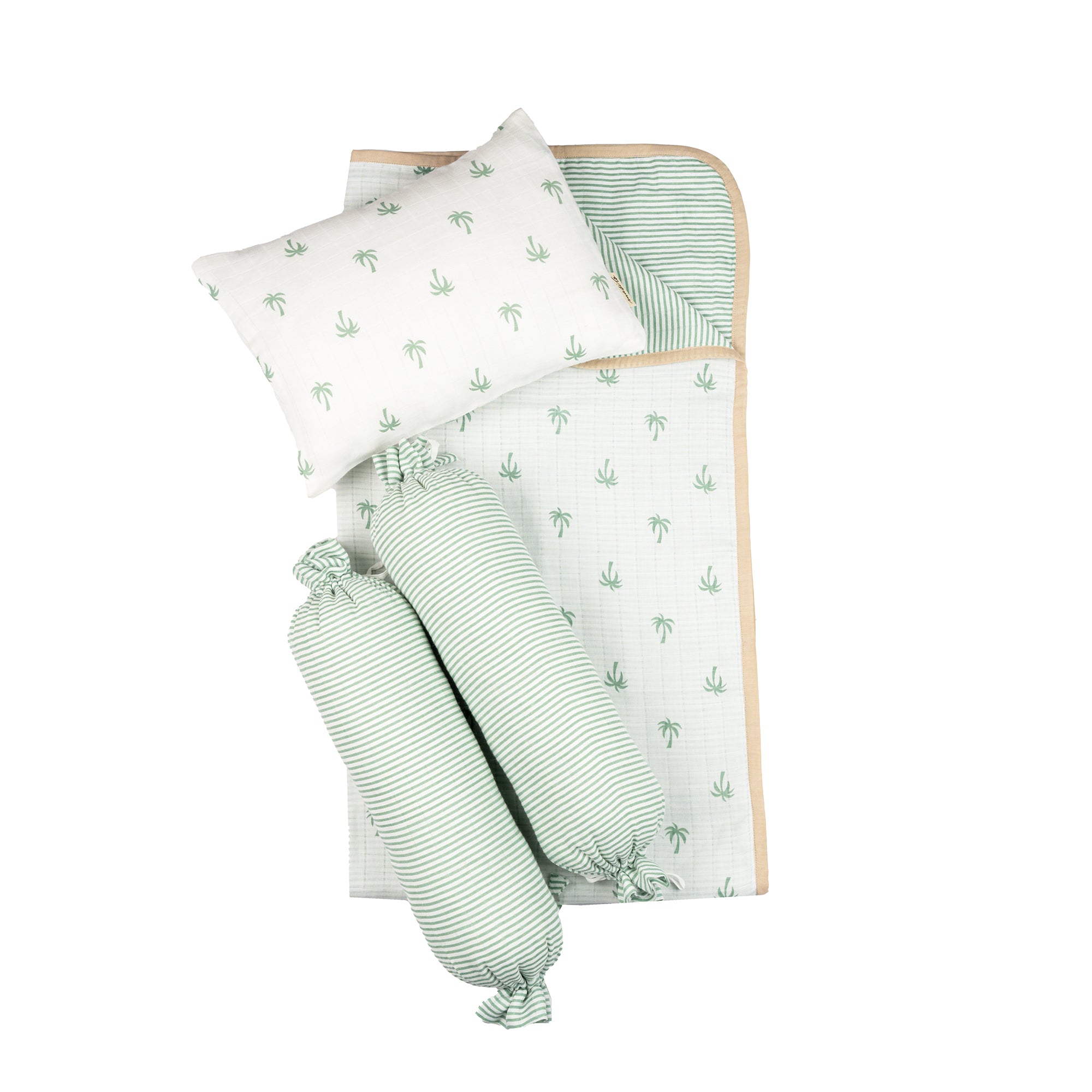 Pair of Palm print baby bolsters for cot bedding