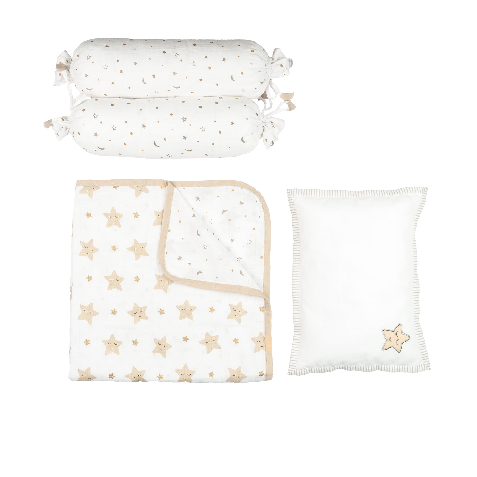 Sleepy Star Metallic baby pillow for newborn cot set