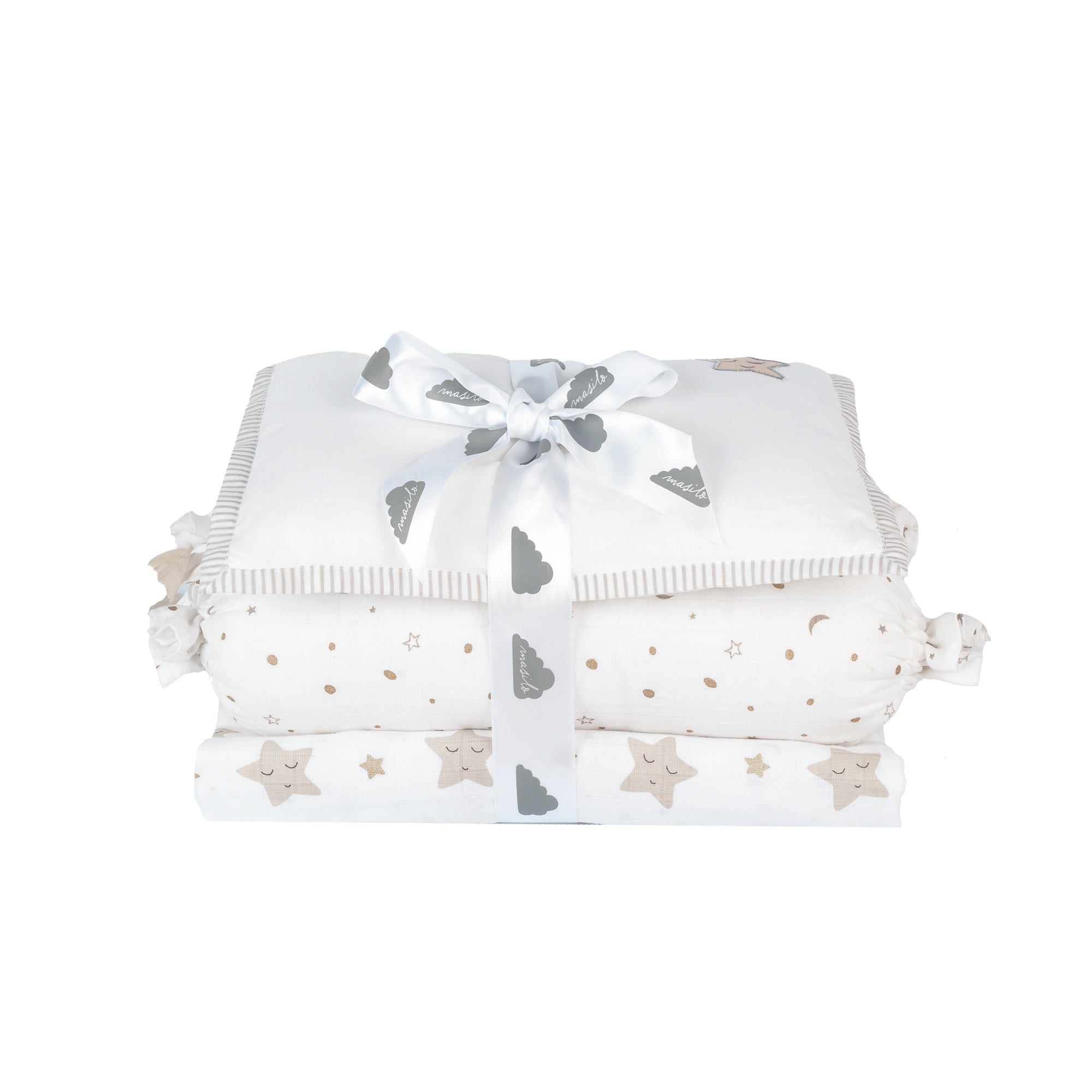 Sleepy Star Metallic newborn blanket detail in soft muslin