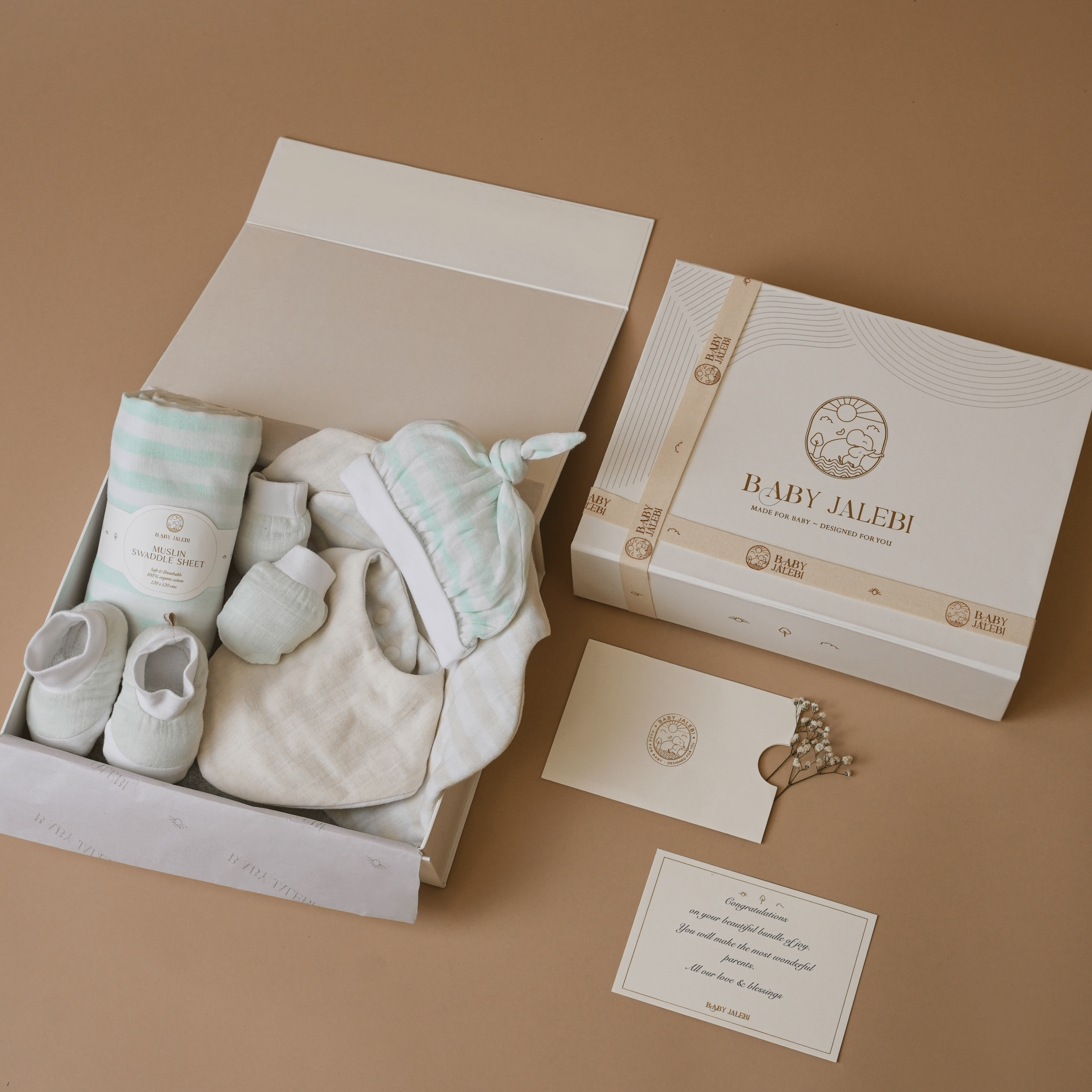 Mint Stripes Welcome Baby Box