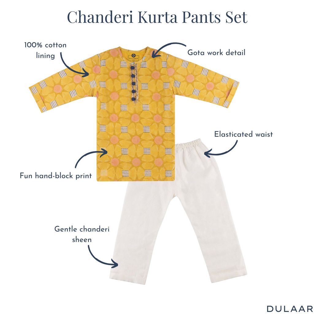 Chanderi Kurta Pyjama Set | Hand-Block Printed