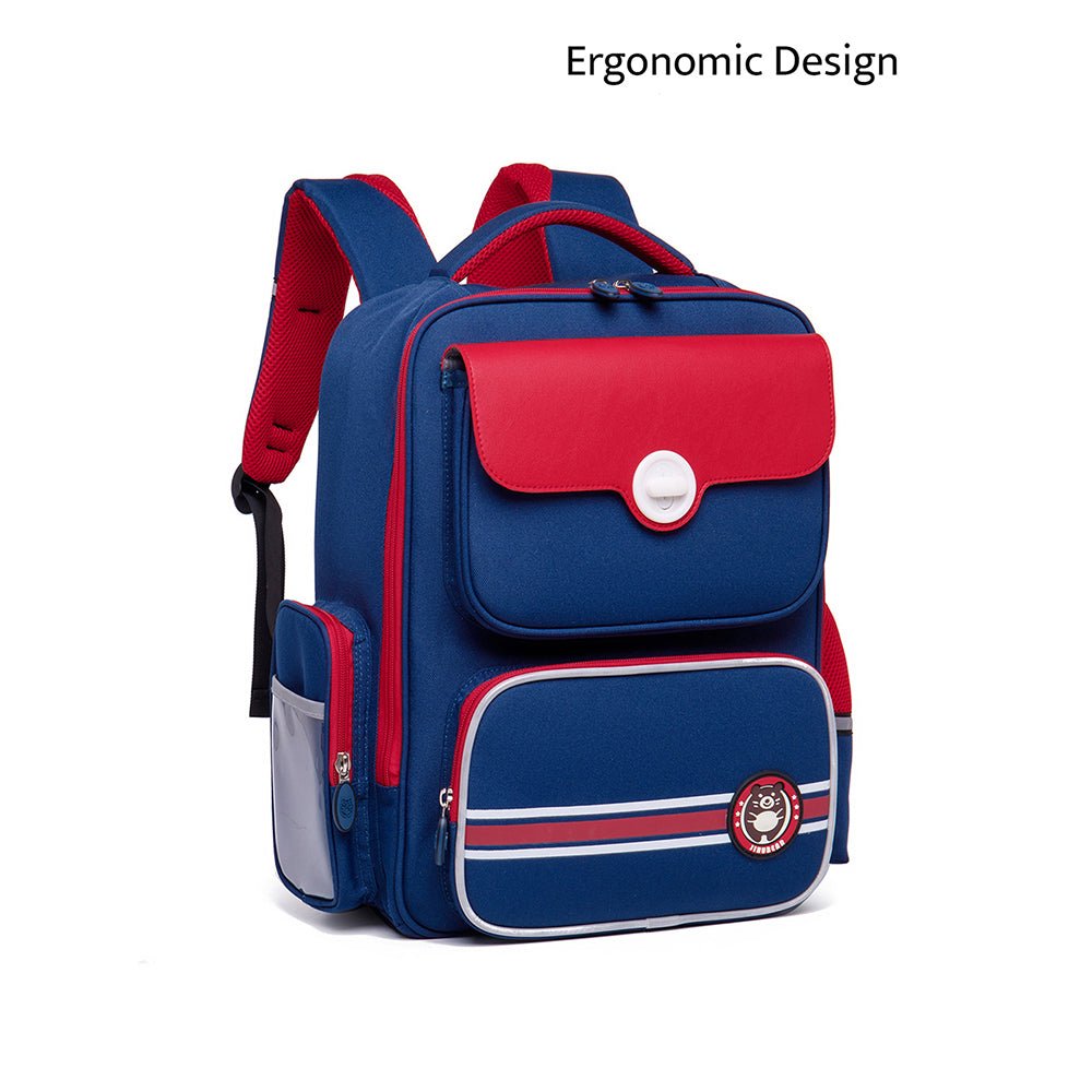 Navy with Red Flap Ergonomic Anti gravity Shock absorption School Backpack for Kids - Little Surprise BoxNavy with Red Flap Ergonomic Anti gravity Shock absorption School Backpack for Kids