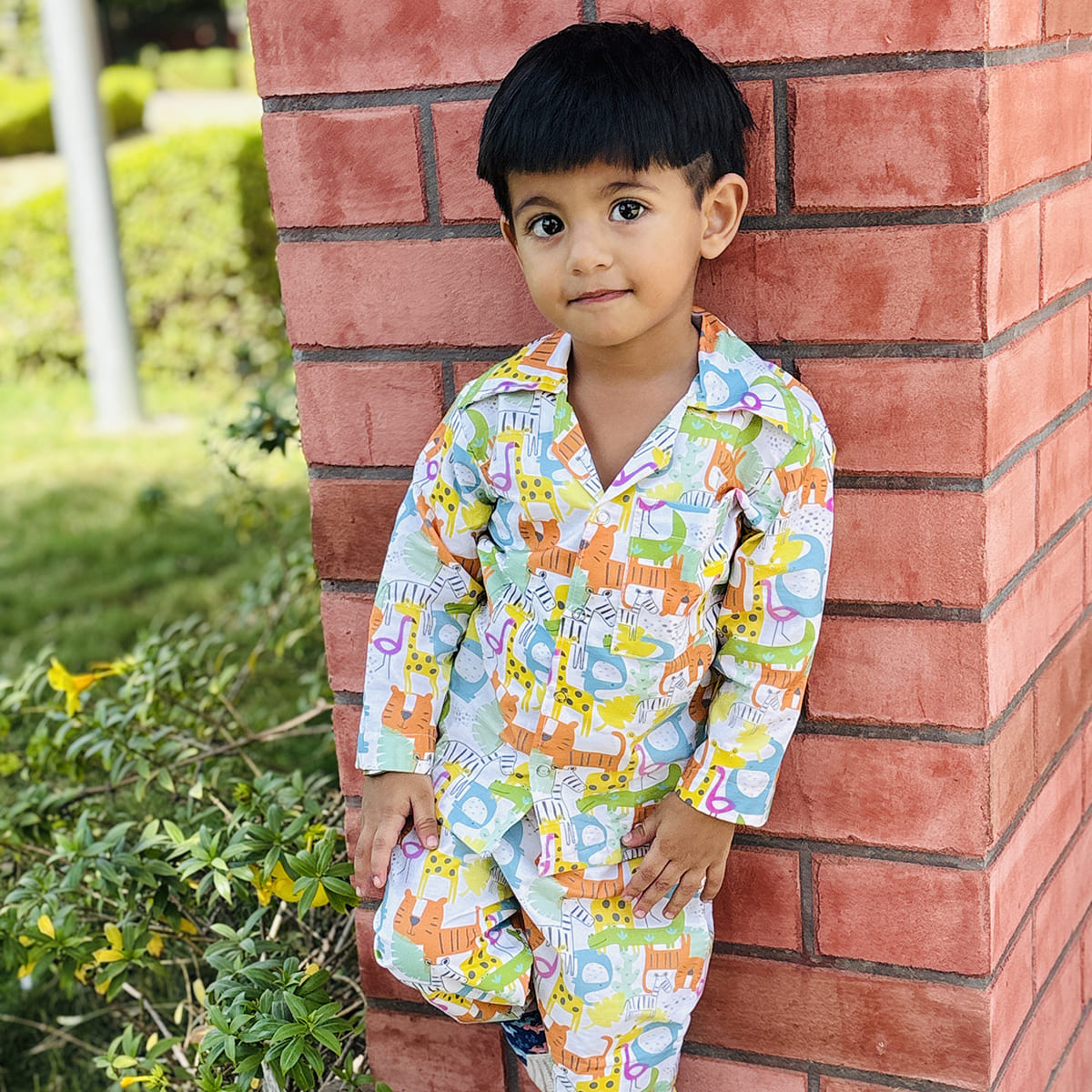 Kids Cotton Nightsuit - Multiple Designs - Colorful Animals design