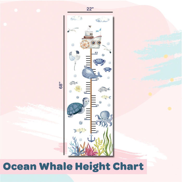 Ocean Whale Height Chart Wall Sticker