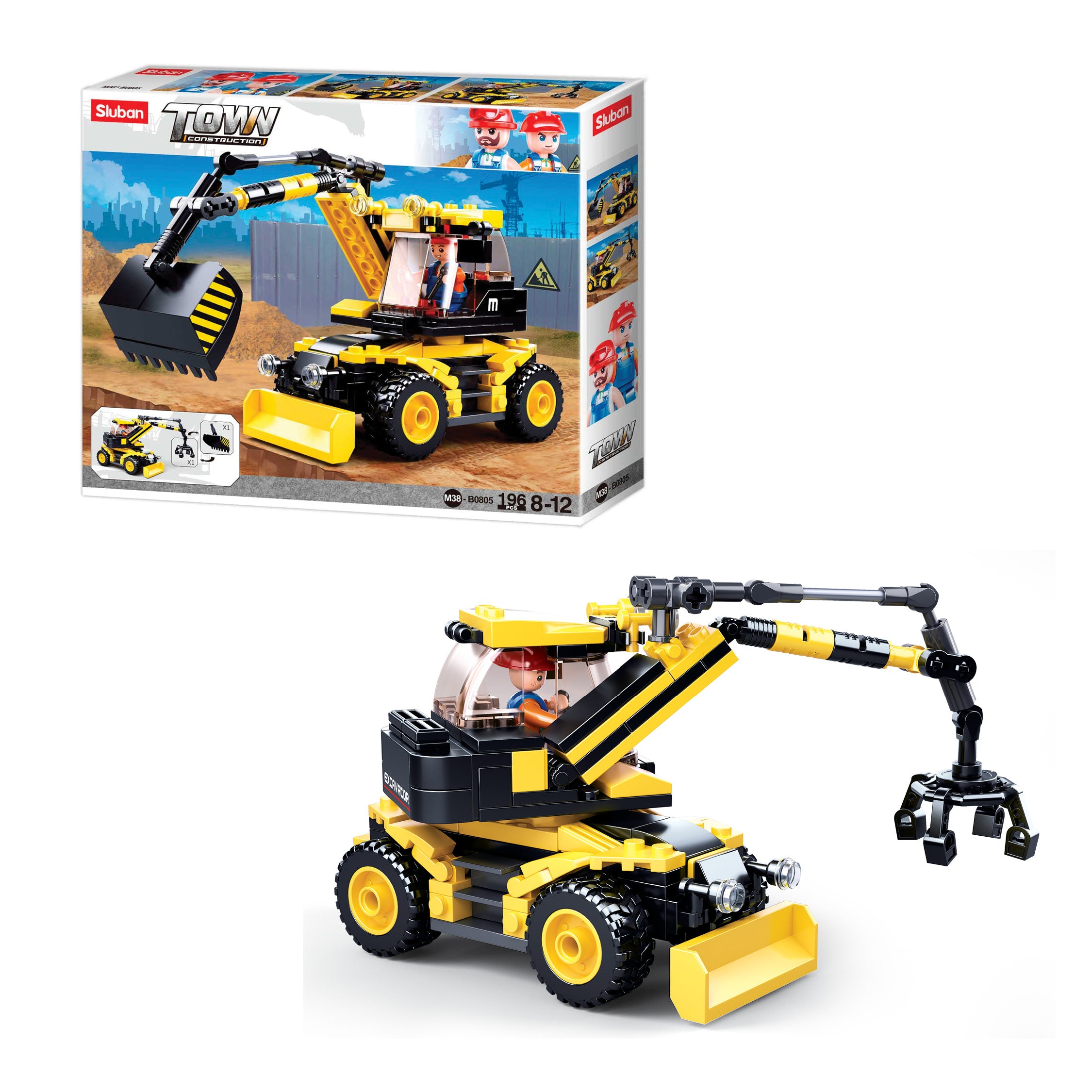 SLUBAN® EXCAVATOR 2 IN 1 (M38-B0805) (196 Pieces) Building Blocks Kit For Boys Aged 8 Years And Above Creative  Construction Set Educational STEM Toy