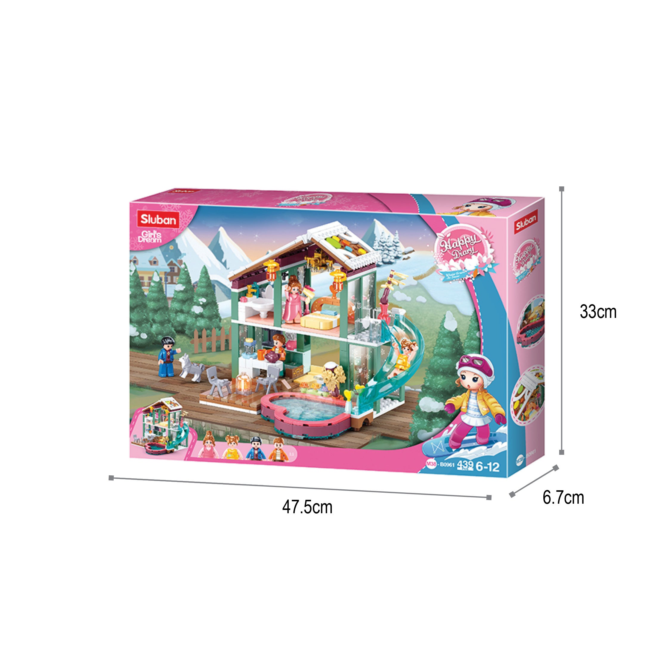 SLUBAN® Happy Diary(Winter Travel In Snow)-Resort(439pcs) (M38-961) Building Blocks Kit For Girls Aged 6 Years And Above Creative Construction Set Educational  STEM Toy
