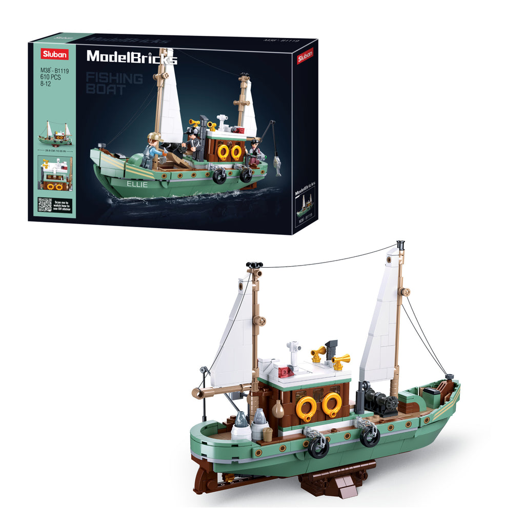 SLUBAN® MODELBRICKS-Fishing-Boat 610pcs (M38-B1119) Building Blocks Kit For  Boys And Girls Aged 8 Years And Above Creative Construction Set