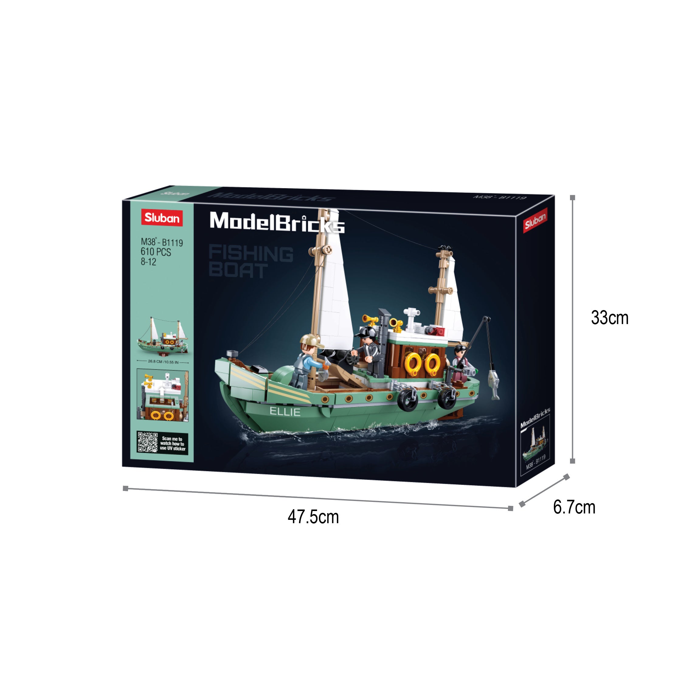 SLUBAN® MODELBRICKS-Fishing-Boat 610pcs (M38-B1119) Building Blocks Kit For Boys And  Girls Aged 8 Years And Above Creative Construction Set Educational  STEM Toy