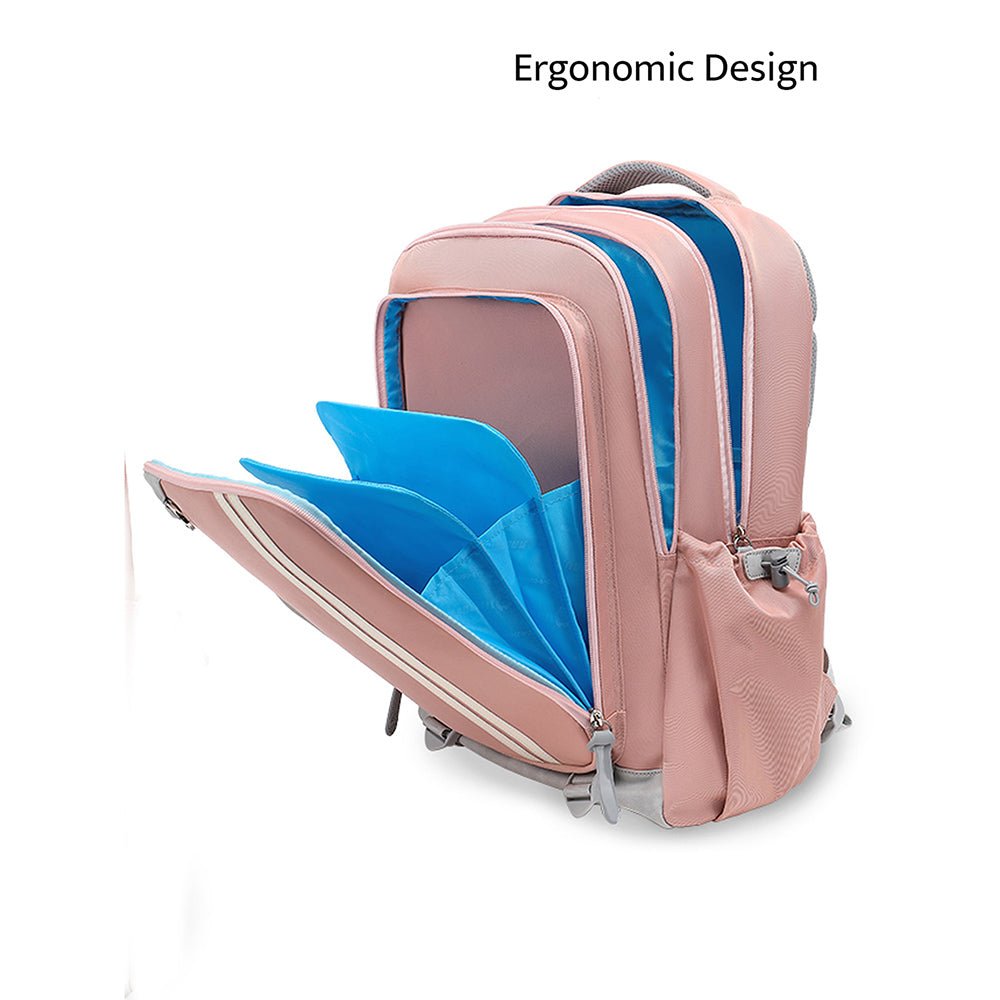 Peach 2 stripes Ergonomic School Backpack for Kids - Little Surprise BoxPeach 2 stripes Ergonomic School Backpack for Kids