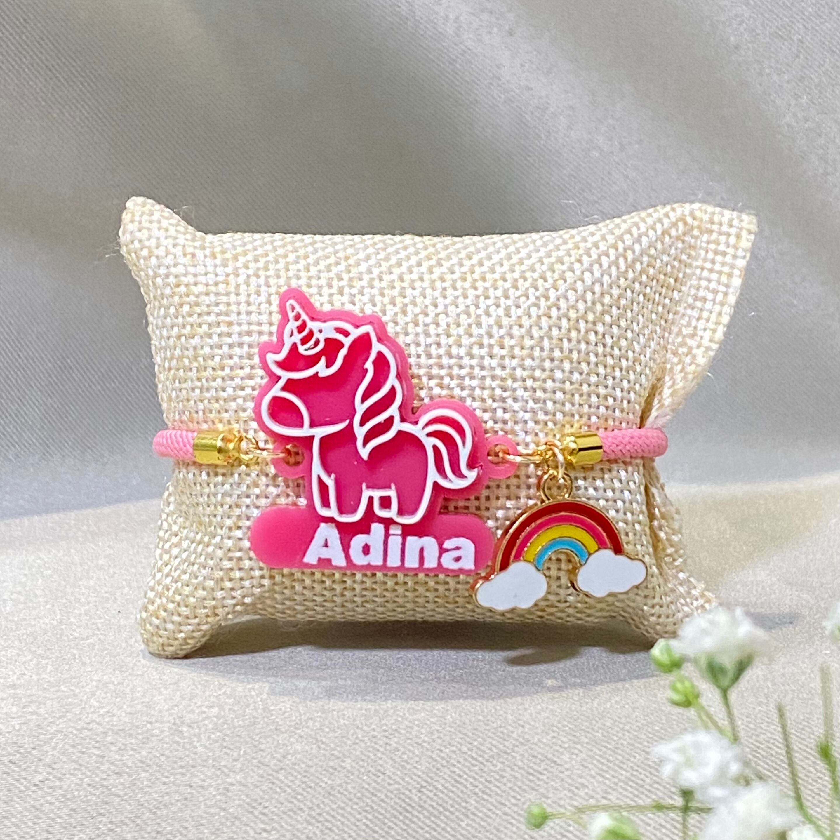 Unicorn Fun Acrylic Name Rakhi