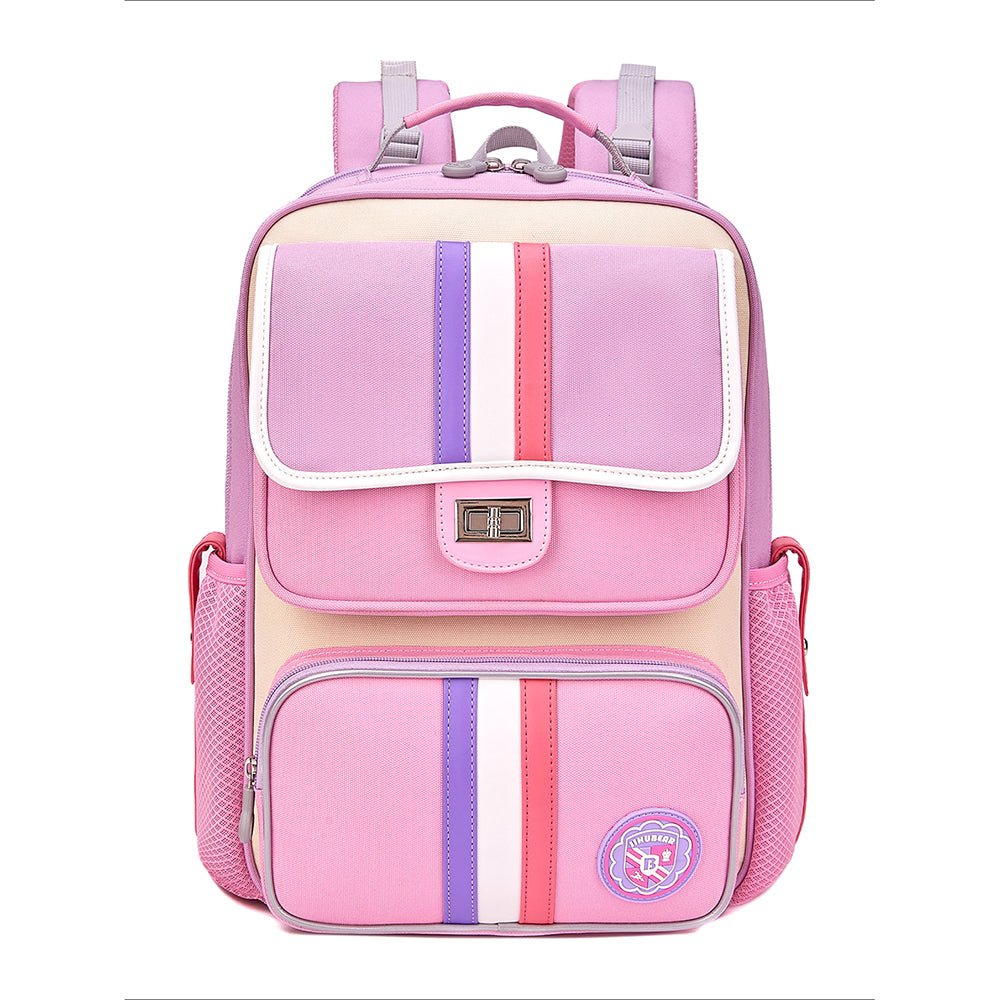 Pink &Purple 3 stripes Ergonomic School Backpack for Kids - Little Surprise BoxPink &Purple 3 stripes Ergonomic School Backpack for Kids