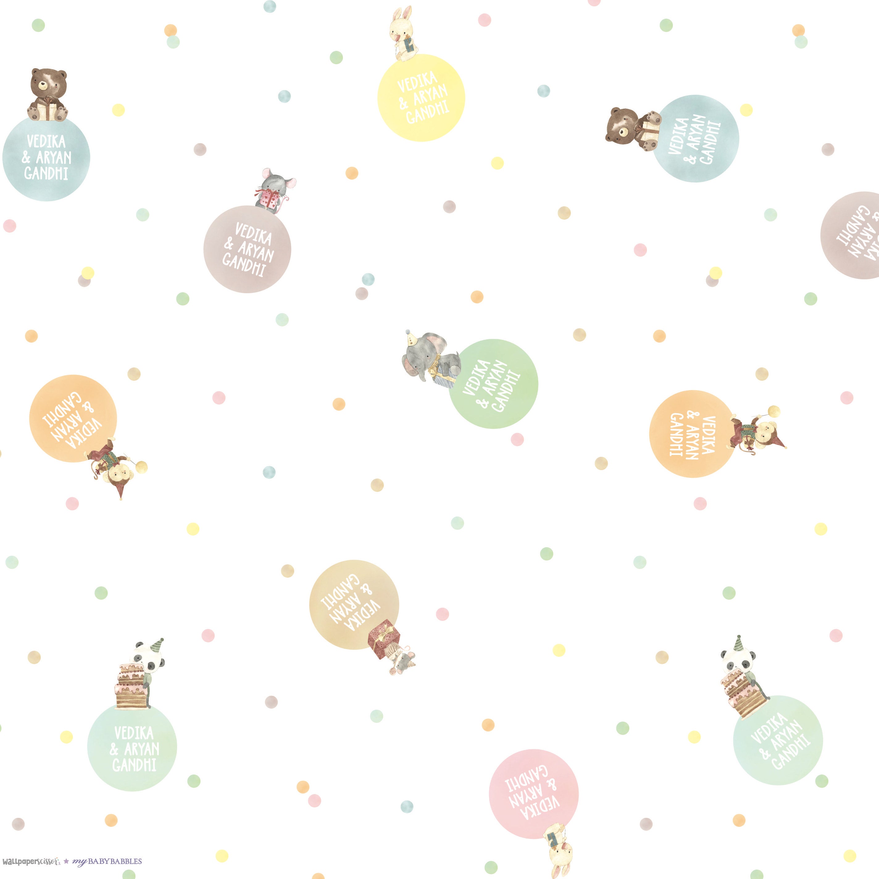 Personalised Wrapping Paper - Polka Party  <br> WallPaperScissor x My Baby Babbles Exclusive
