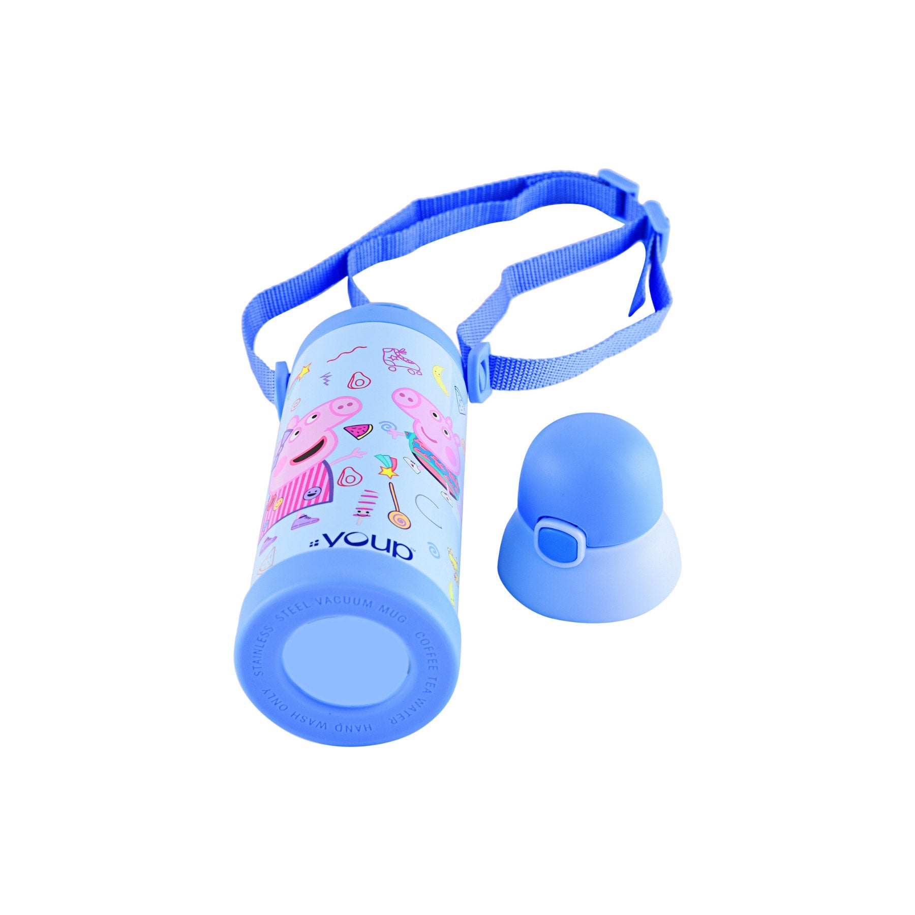 Youp Stainless Steel Insulated Blue Color Peppa Pig Kids Sipper Bottle Logan - 500 Ml