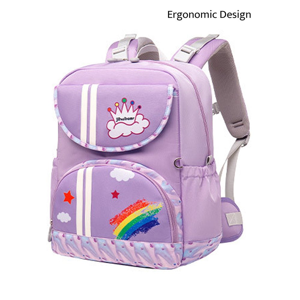 Purple Rainbow Splash Ergonomic School Backpack for Kids - Little Surprise BoxPurple Rainbow Splash Ergonomic School Backpack for Kids