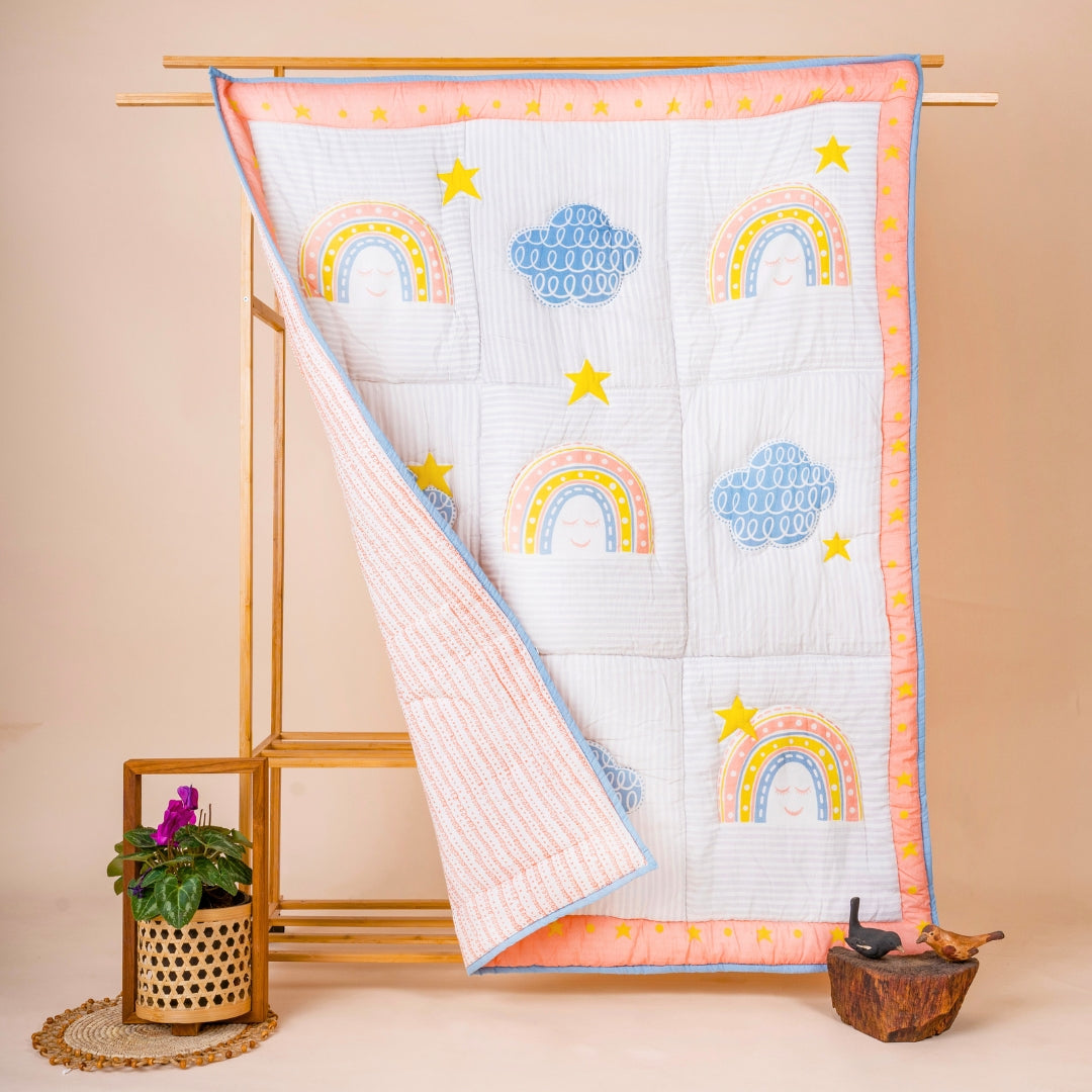 Gudgoodie Cotton Muslin Baby Quilt  - Rainbow Dreams