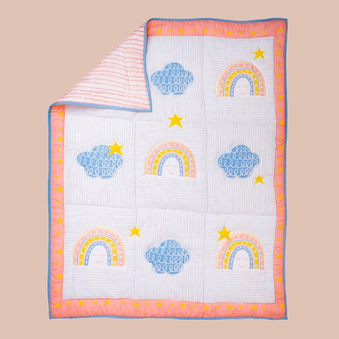 Gudgoodie Cotton Muslin Baby Quilt  - Rainbow Dreams