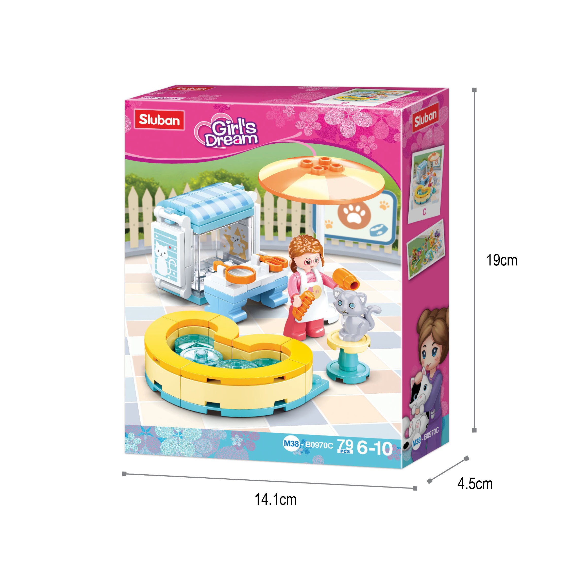 SLUBAN® Cat Spa (M38-B970C) (79 Pieces) Building Blocks Kit For Girls Aged 6 Years And Above Creative  Construction Set Educational STEM Toy, Ideal For Gifting Birthday Gift Return Gift, Blocks Compatible With Other Leading Brands, BIS Certified.