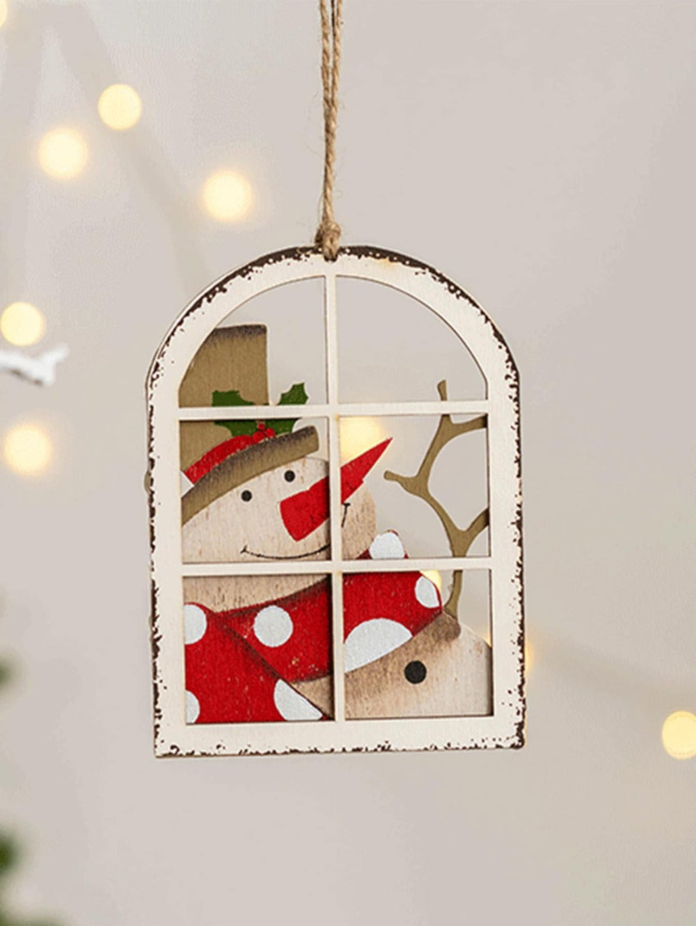 Holiday Timber Ornament- Snowman By The Window