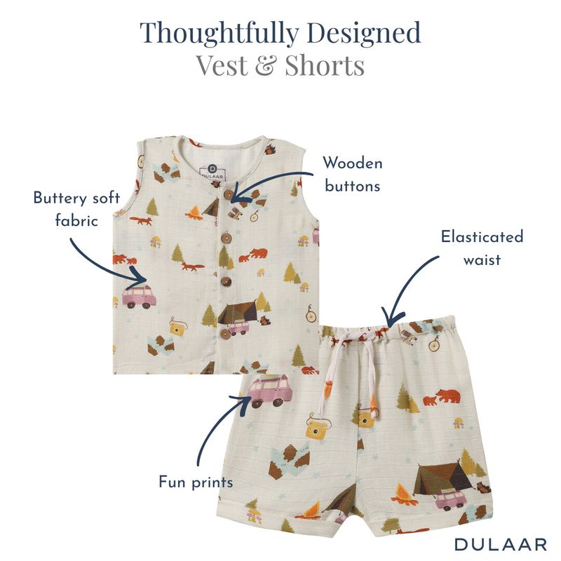 Organic Muslin Vest & Shorts Set-Pack Of 2