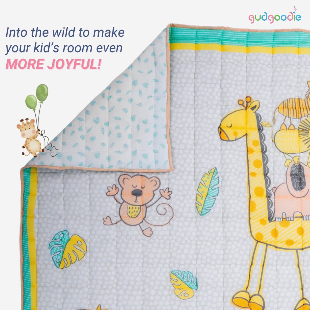 Gudgoodie Cotton Muslin Baby Quilt  - Jungle Safari