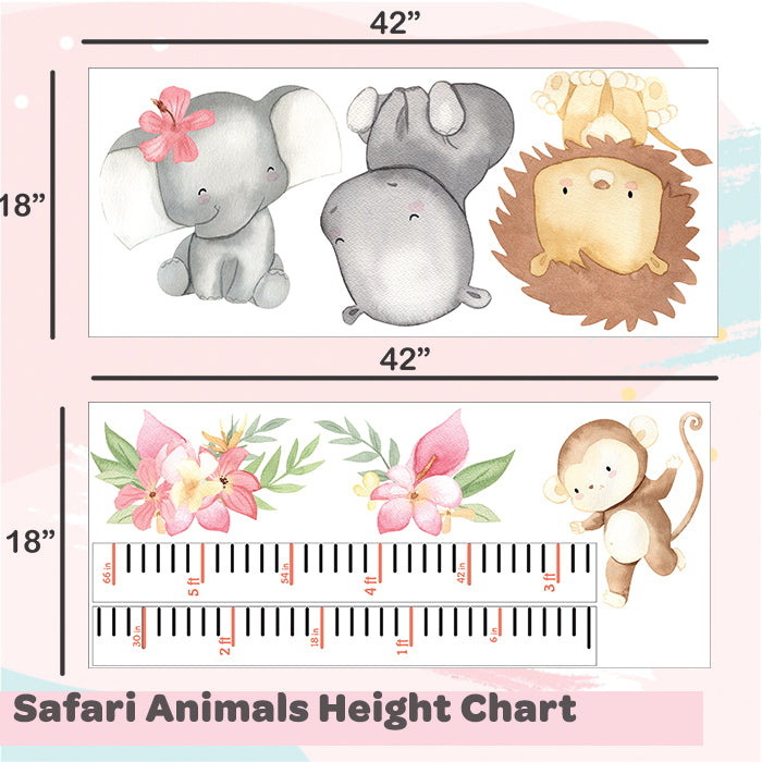 Safari Animals Height Chart Wall Sticker