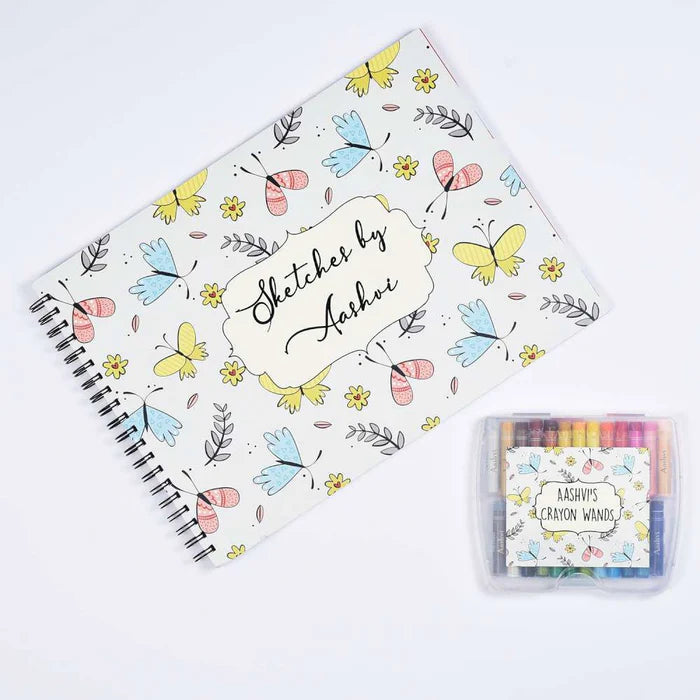 Sketch Books With Personalized Crayons