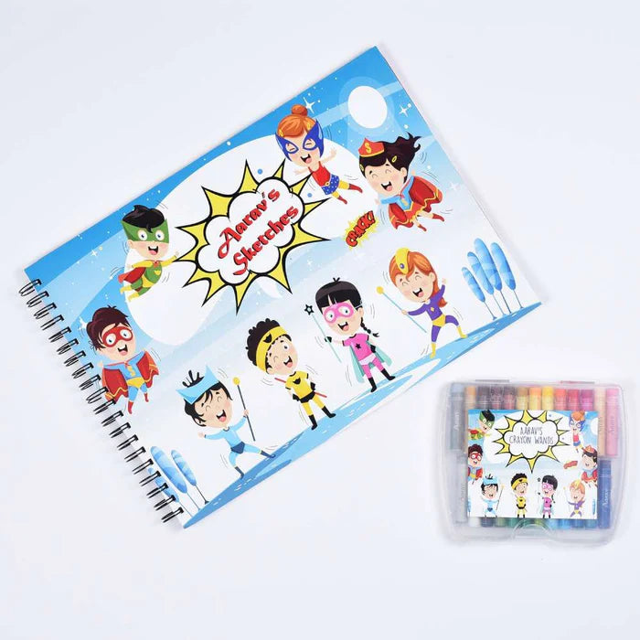 Sketch Books With Personalized Crayons