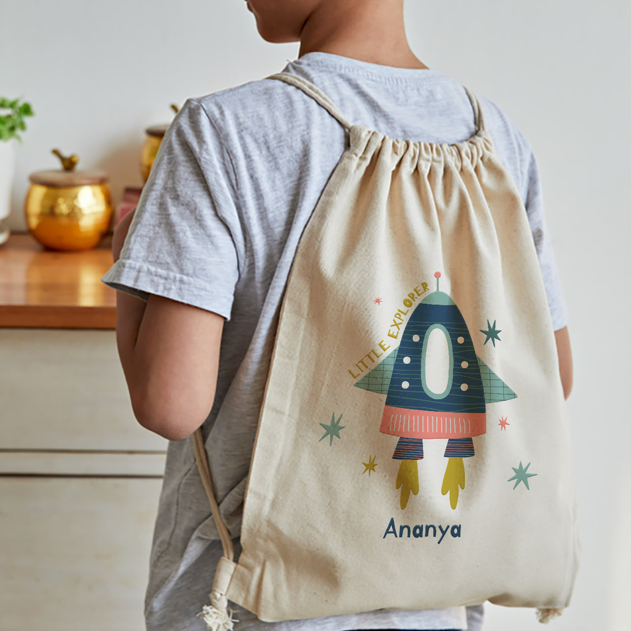 Personalised Drawstring Bag - Space Explorer