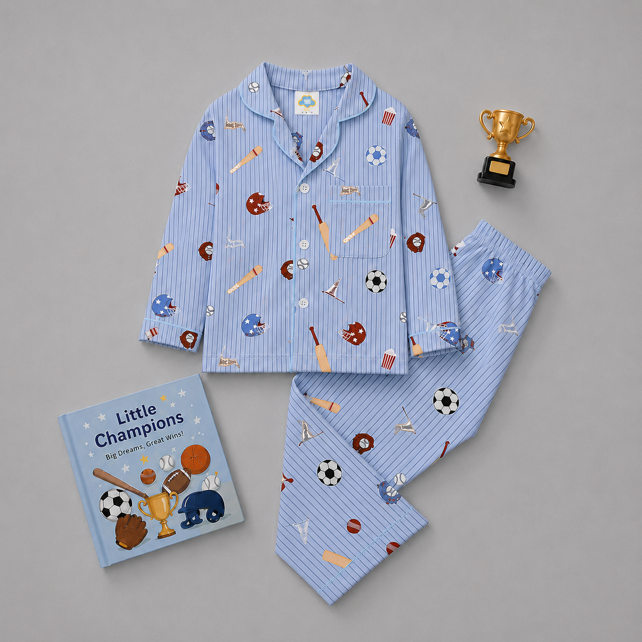 Sporty print pure cotton night suit for boys
